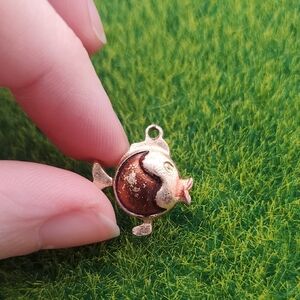 Gold Tone Vintage and Brown Fish‎ Pendant